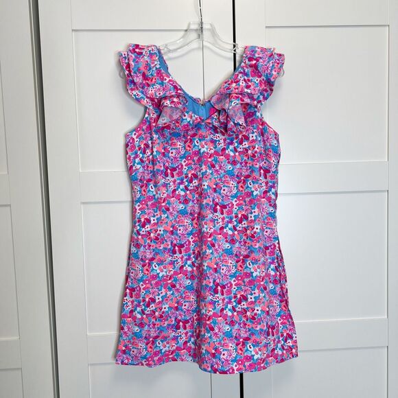 Lilly Pulitzer Pants - Lilly Pulitzer Aura Pink Baby Bloomer Floral Ruffled Sleeveless Linwood Romper
